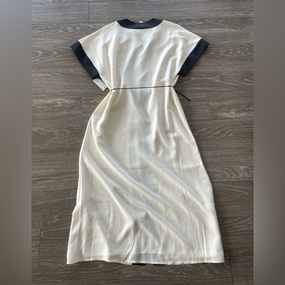 Equipment Elegant Black and Cream Women's Silk Dress - Picture 3 of 7